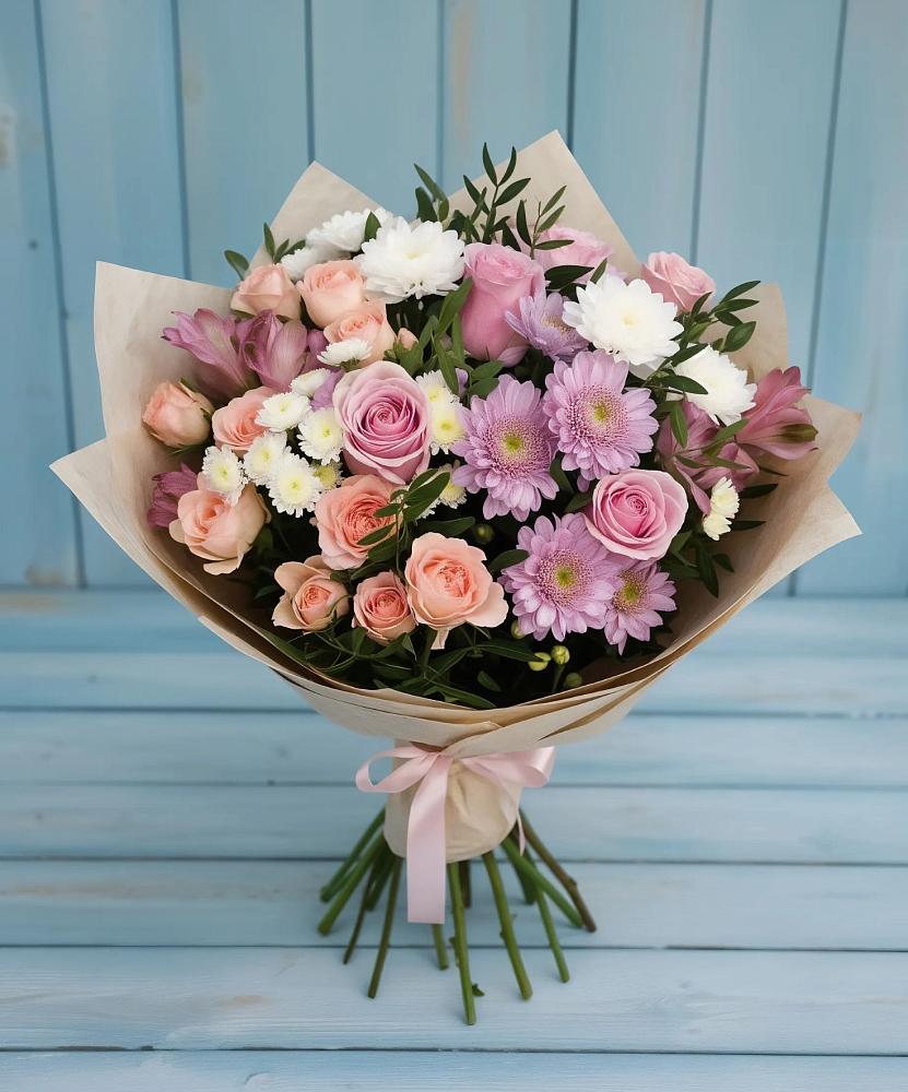 Букет цветов из: Хризантемы, Розы и Альстромерии в Яранске