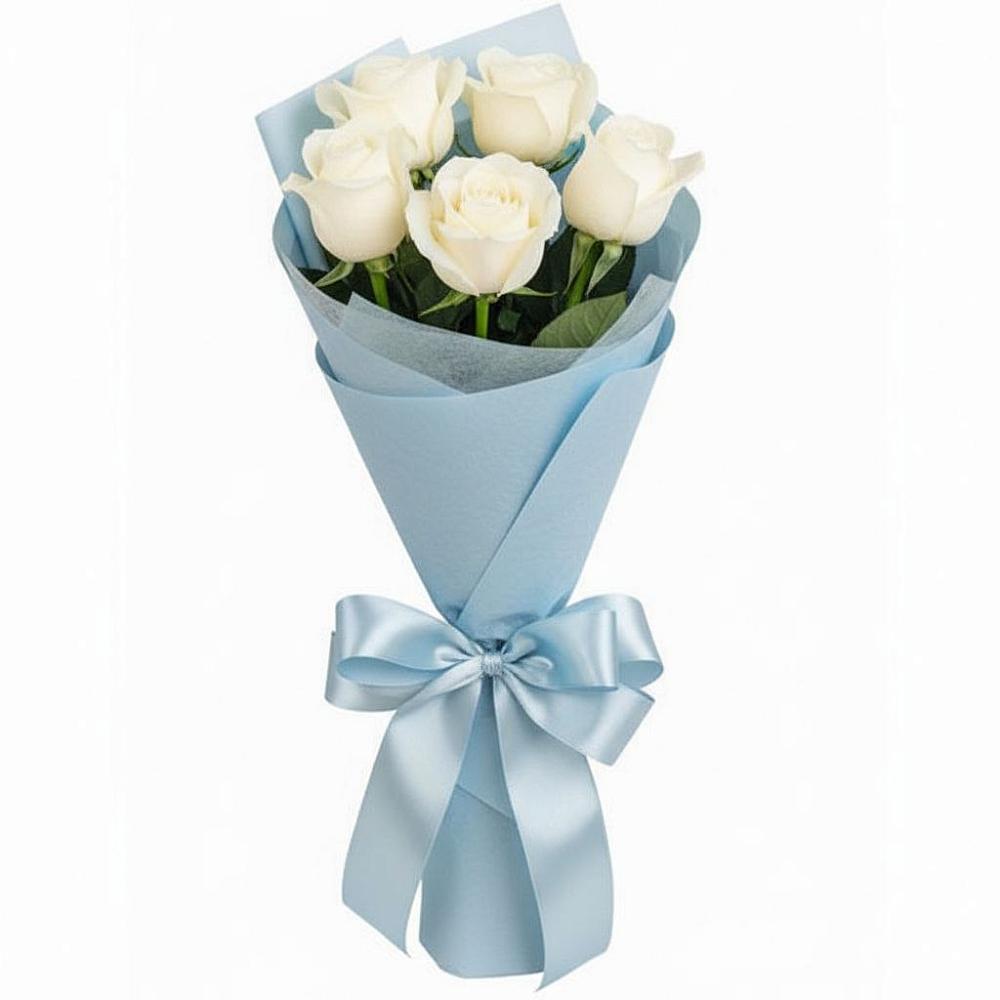 Букет 5 Белых роз Проуд в Яранске