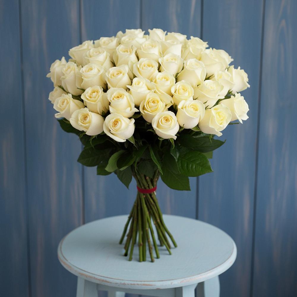Букет 51 Белая роза Эдлесс Лав в Яранске