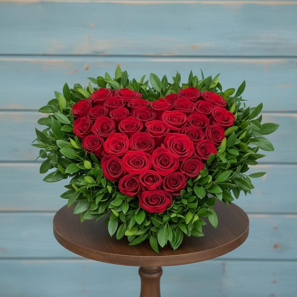 Цветочная композиция из Розы в виде сердца в Яранске